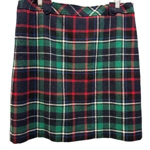 Talbots Womens Red Green Plaid Holiday Skirt Preppy Christmas Fashion Wool Blend